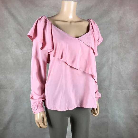 ONE HART Long Sleeve Pink Ruffled Top NWT M - Picture 7 of 12